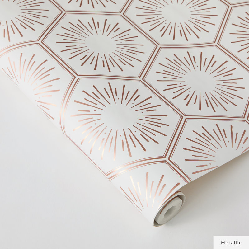Bogomila 16.5' L x 20.5" W Peel and Stick Wallpaper Roll, 16.5" L x 20.5" W, Bronze