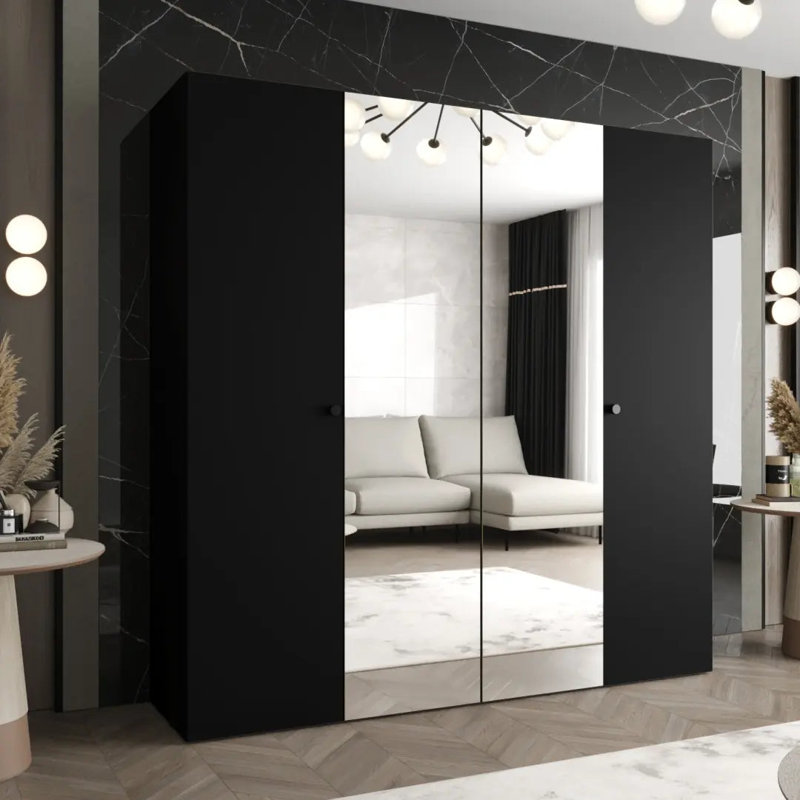 Manufactured Wood Wardrobe, Black