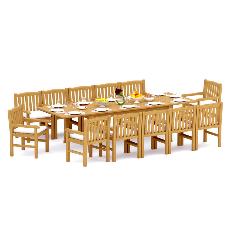 Devon Teak Wood Patio Dining Set with, 12