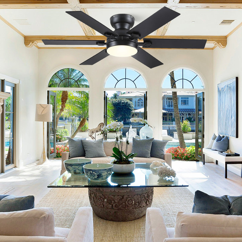 46"Ceiling Fans With Lights And Remote/APP, 182 RPM, Black, 46" Wide