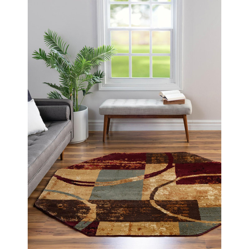 Adetomiwa Geometric Indoor Rug, Octagon 6'1" x 6'1"