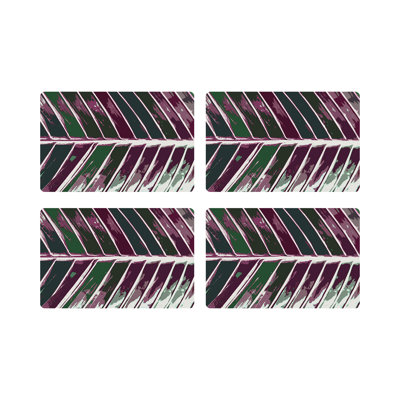 Tropical Leaf Vegan Leather Rectangle Pebble Placemat