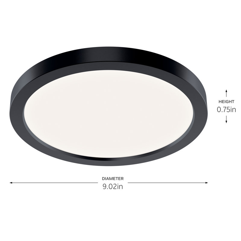 Ara Integrated 9.25" LED Flush Mount in a Black Finish, 0.71" H x 9.02" W x 9.02" D