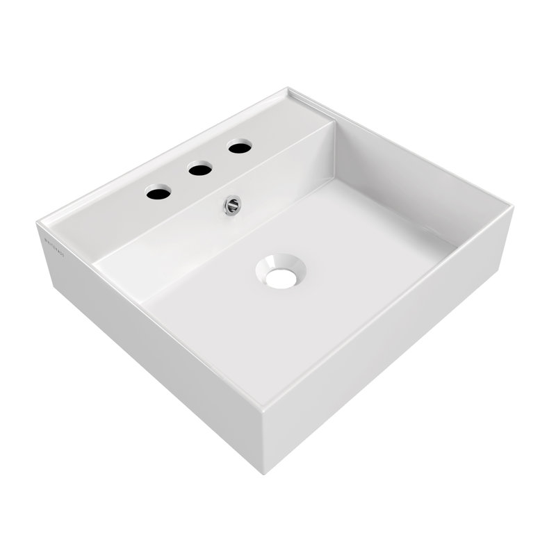 Lavabo de salle de bain mural rectangulaire 20 "avec options de perçage de robinet et trop-plein Whitehaus Collection