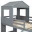 Lit superposé en bois, lit mezzanine avec maisonnette, maison de campagne, échelle, glissade et garde-corps-1108372385