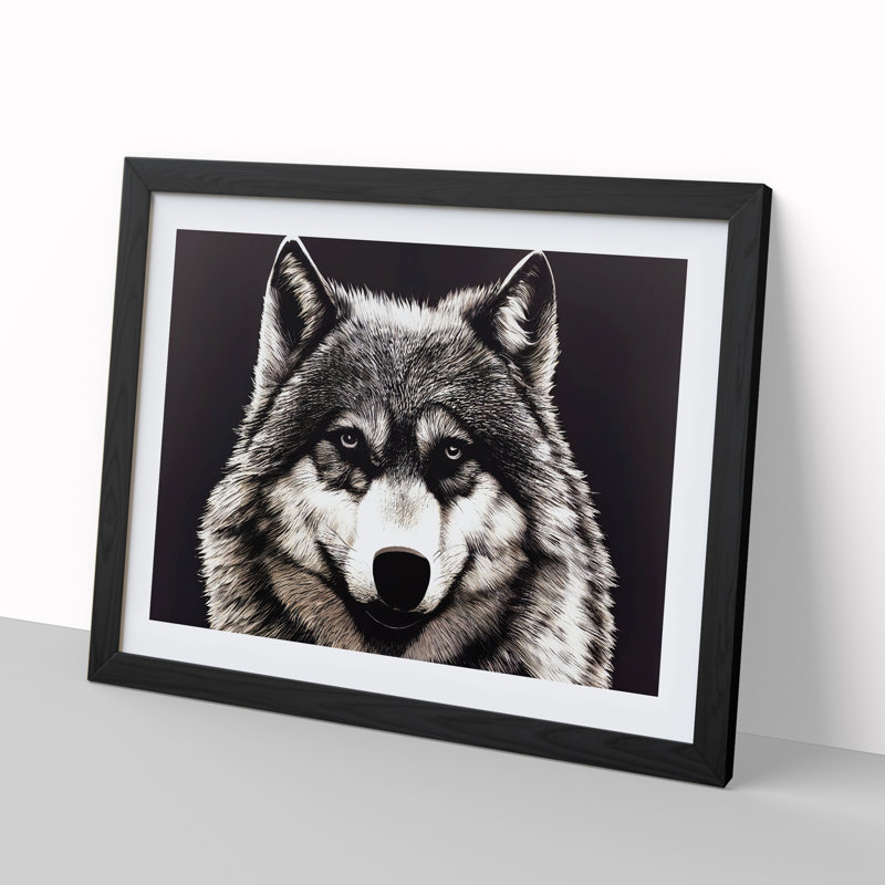 Face Of The Wolf Vol.4 - Single Picture Frame Painting, Black, 34cm H x 46cm W x 2cm D