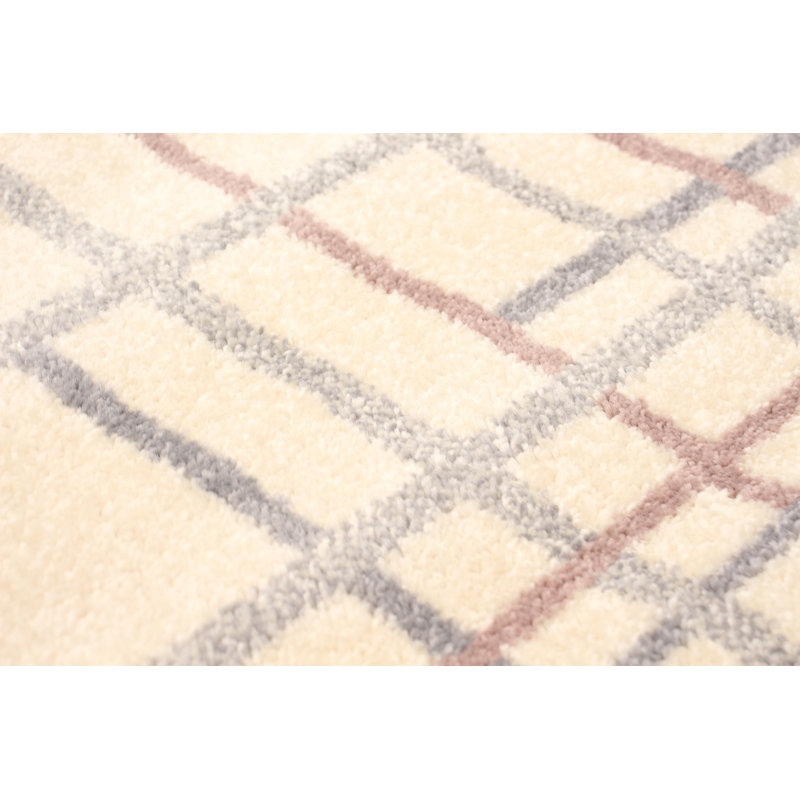 Tapis crème / argent / rose Mulgrave, Rectangle 3 pi 11 po x 5 pi 7 po
