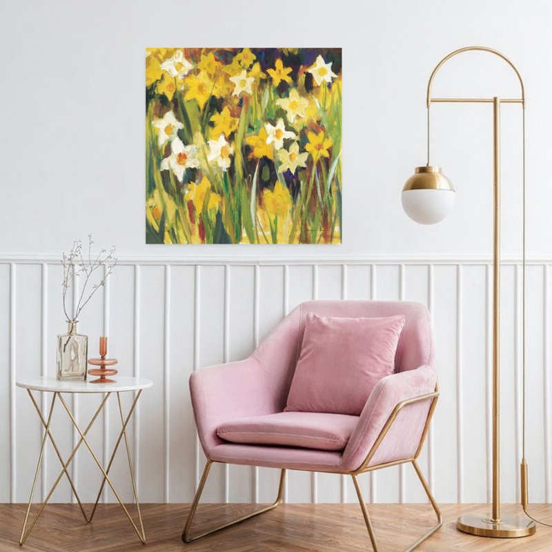 Art contemporain fleur de jonquille, H 32 po x l 32 po