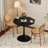 Modern Octagonal Coffee Table with Printed Black Marble Top and Metal Base, Perfect for Small Spaces and Gatherings-1223713210-1223713215