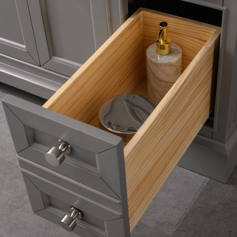 Thompson 42" W Single Bathroom Vanity, Gray/Brushed Nickel