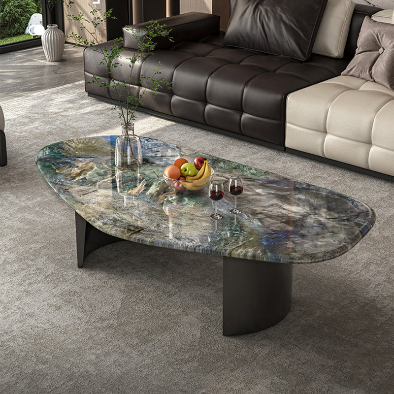 Creative microcrystalline stone coffee table, 15.7" H x 43.3" L x 29.5" W
