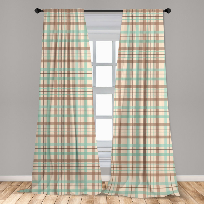 Abstract Semi-Sheer Rod Pocket Curtain Panels, 28" x 95"