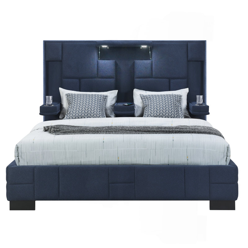 Grand lit bleu marine
