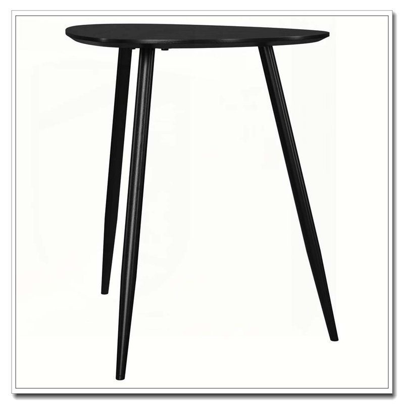 Xander Black Triangular Solid Wood End Table