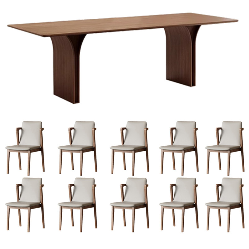 Minimalist Dining Table And Chair Solid Wood 10 - Person Solid Wood Top Double Pedestal Dining Set