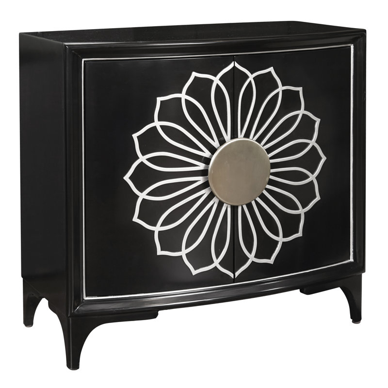 Black Wood 2-Door Accent Cabinet with Adjustable Shelving