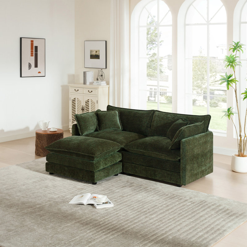 Two-Seater L-Shaped Sectional Sofa With Ottoman For Small Spaces And Ultimate Comfort