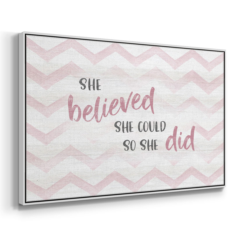 «Believed She pourrait encadrée sur toile», art textuel, H 17 po x l 25 po x P 2 po, Blanc