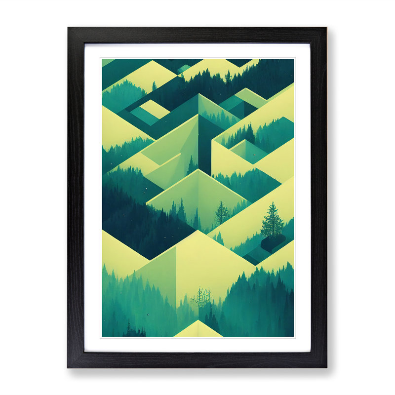 Forest Adventure Abstract - Single Picture Frame Painting, Black, 64cm H x 46cm W x 2cm D