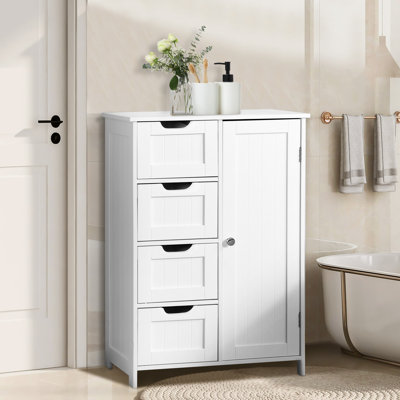 Ako 31.90"H Modern Freestanding Bathroom Cabinet, With 4 Drawers And 1 Door Storage Cabinet