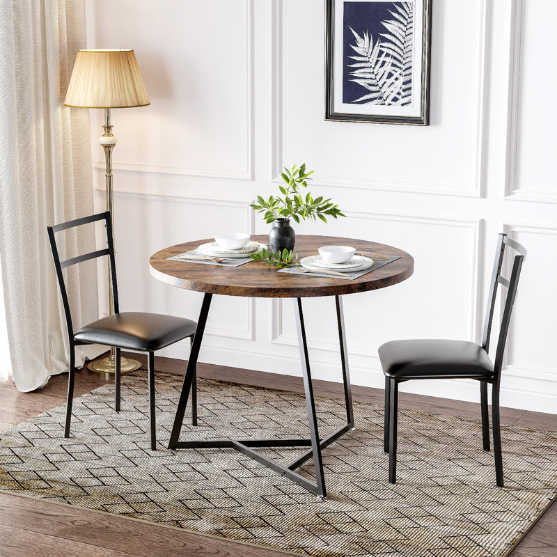 Ensemble de table de salle à manger 31,4 pouces pour 2 personnes, ensemble de petites tables de cuisine avec 2 chaises rembourrées et 2 napperons résistants à la chaleur, ensemble bistro et chaises pour la salle à manger, le café et le rétro