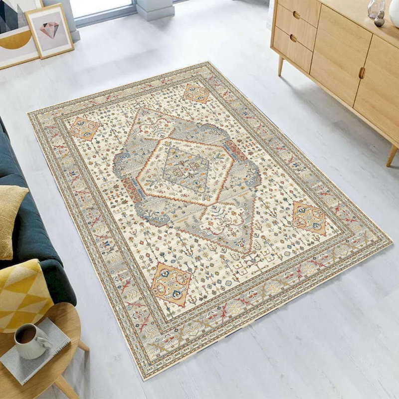 Tapis géométrique beige / gris, Rectangle de 2 pi x 3 pi