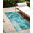 8' Runner Teal Floral Washable Non Skid Indoor Outdoor Runner Rug