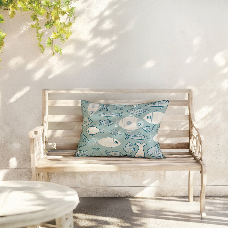 Coussin extérieur Here Fishy, Bleu clair