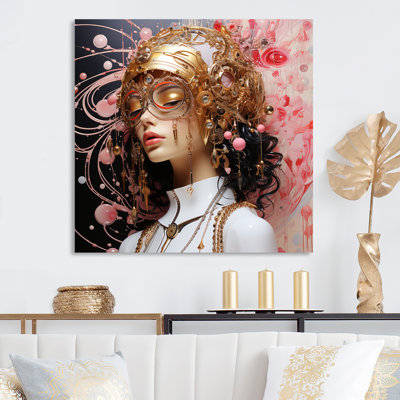 Rose et or glamour femme reine IV - art mural en métal glamour femme