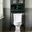 Armoire de rangement au-dessus de la toilette avec portes en verre et tablette réglable, organisateur de salle de bain robuste pour maximiser l'espace vertical derrière la toilette