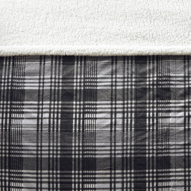 Woolrich Grey Oversized Mink to Berber Heated Throw