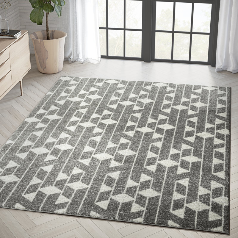 Tapis contemporain ivoire et gris Tidaholm Carlisia CAS300A, Rectangle 4 pi x 6 pi