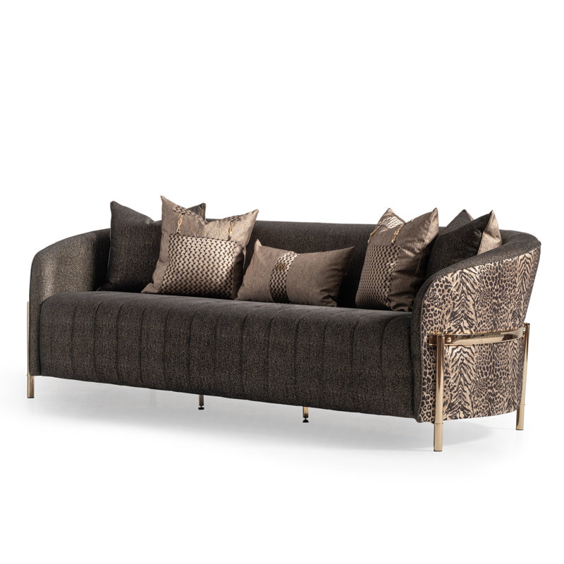 Lisbon 98'' Chenille Round Arm Sofa, Onyx Chenille