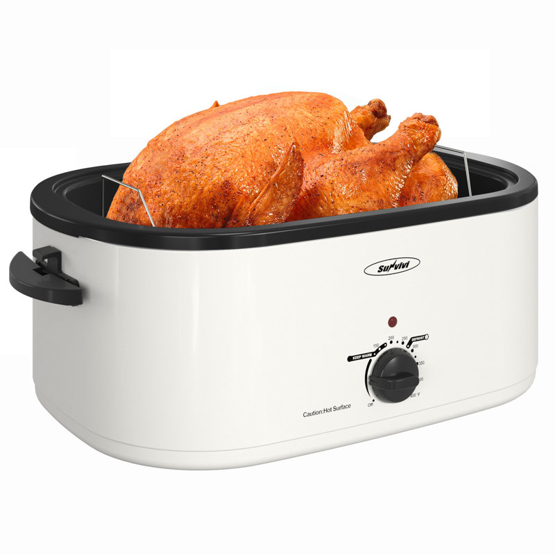Sunvivi Electric Roaster Oven with Removable Pan, White, 24 quarts