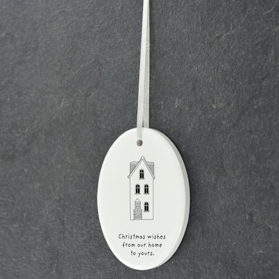 Carley Christmas Wishes Oval Shaped Ceramic Ornament