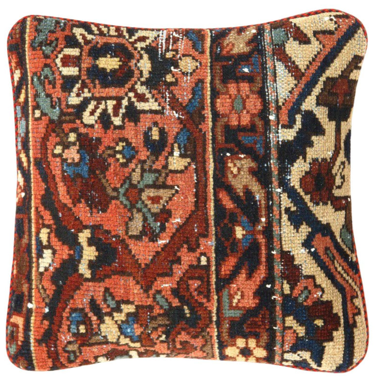 Oreiller de tapis rétro noué à la main 20 po Pasargad