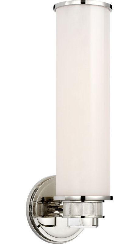 Percy 14" Single Bath Sconce with White Glass, Polished Nickel