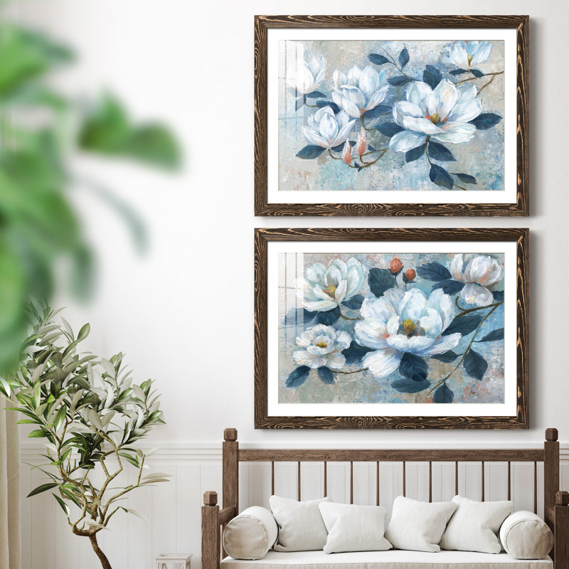 Spring Bloom I - ensemble de 2 cadres photo, Papier, cadre noyer, H 31 po x l 44 po x P 1 po