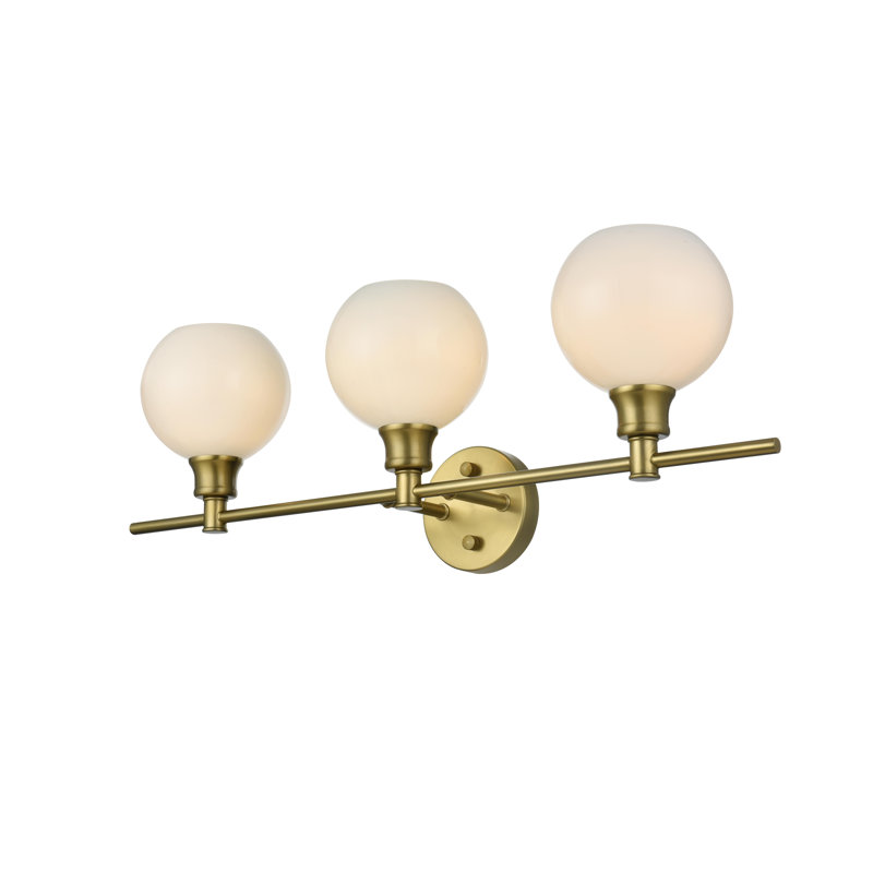 Éclairage pour meuble-lavabo en verre Drinkard, Blanc, Doré, 3 lumières
