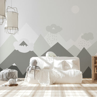 Gray Mountain Nursery Wall Mural Wallpaper