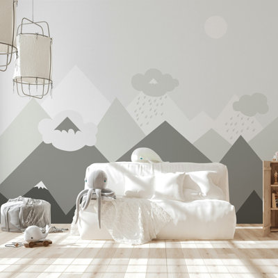 Papier peint gris Grey Mountain Nursery