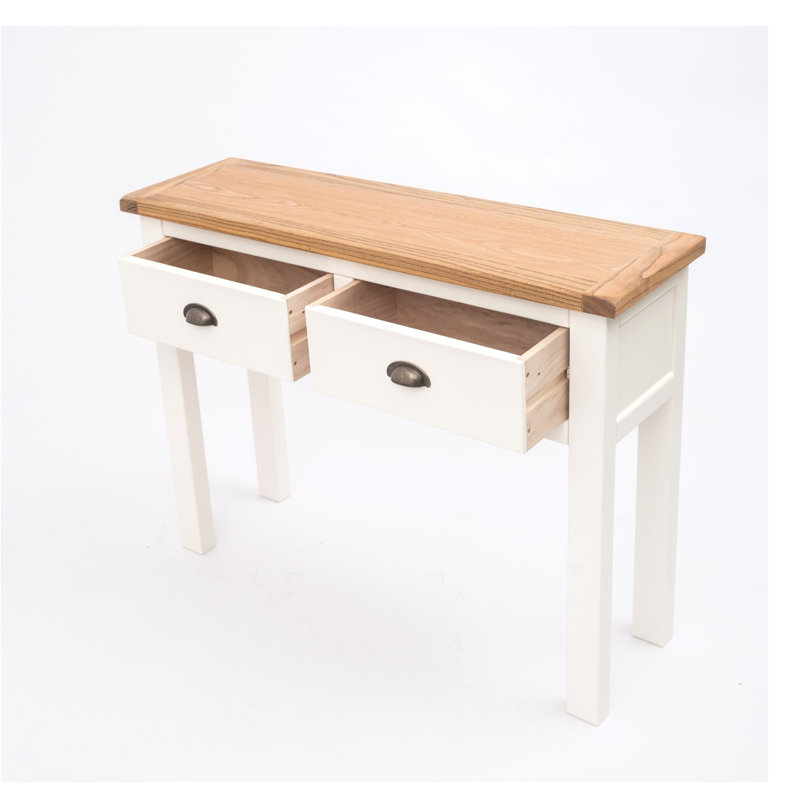 Gerald 100cm Console Table, White/ Antique Brass