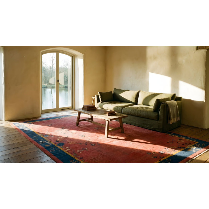 Hand Knotted Wool Area Rug in Pink