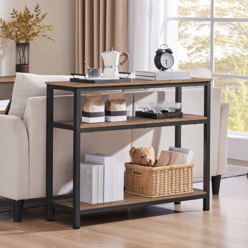Lenoir 40''W 3-Layer Narrow Console Table, Rustic Brown