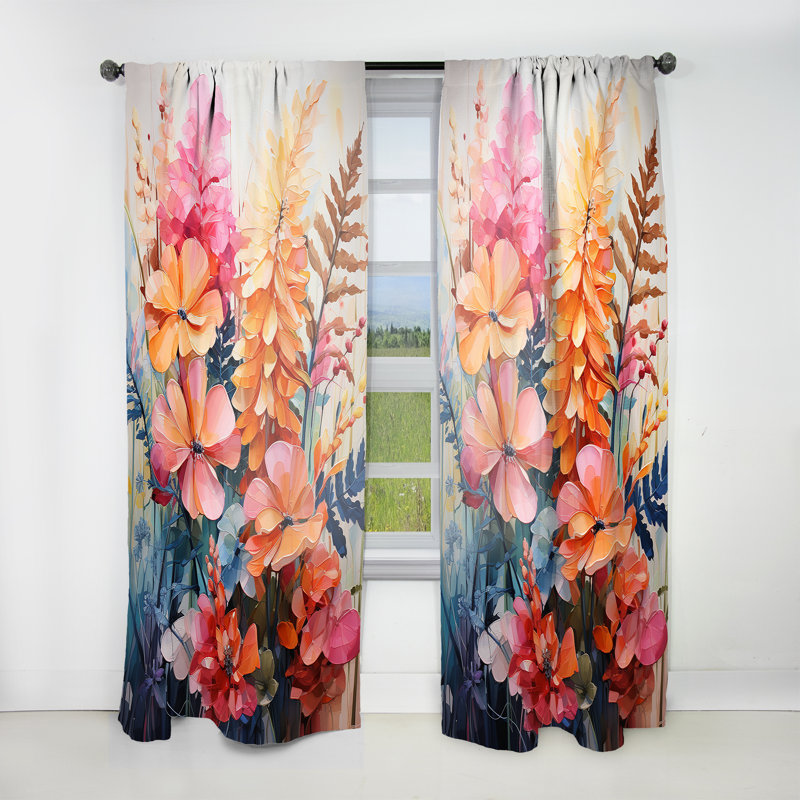 Khailee Multicoloured Ferns Collage I - Modern Velvet Curtain - Room Darkening - 1 Panel, 52" W x 108" L