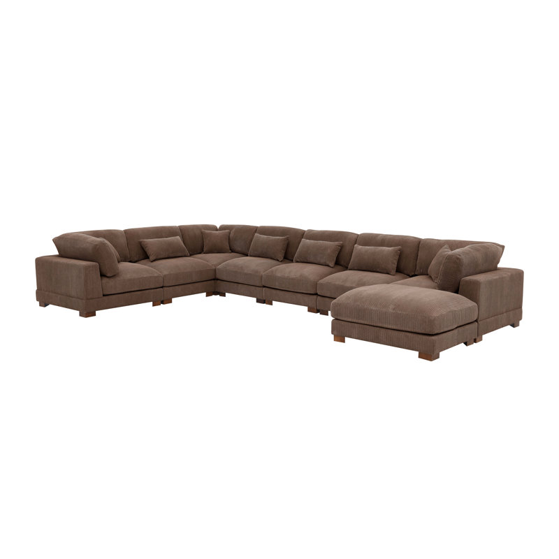 Aroonshire Large Modular Corduroy Upholstered Sectional, Brown Corduroy