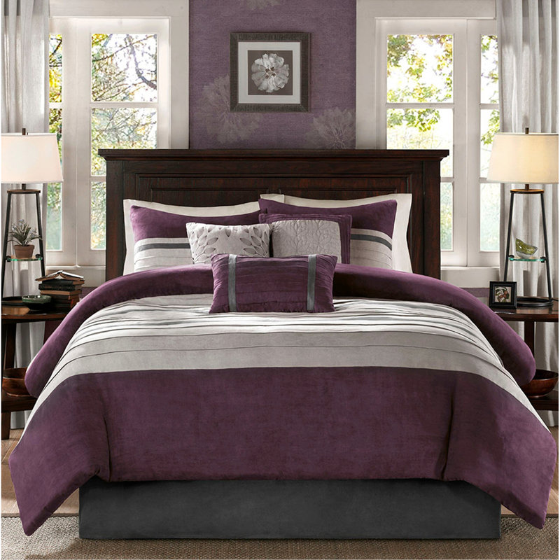 Ensemble d'édredon 7 pièces, Mauve, Grand édredon et 6 pièces supplémentaires