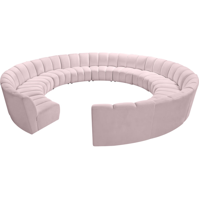 Canapé modulaire en velours Infinity, Velours rose, 12 pièces
