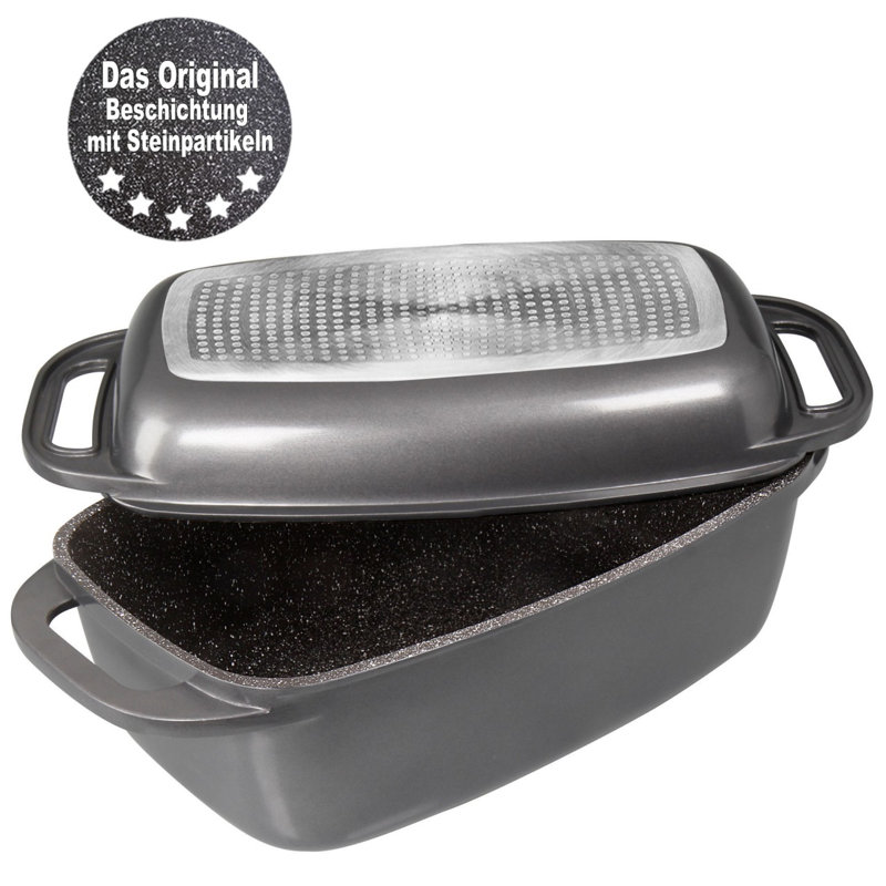 Bella Cucina Aluminum Rectangle Dutch Oven, Anthracite, 12.2L