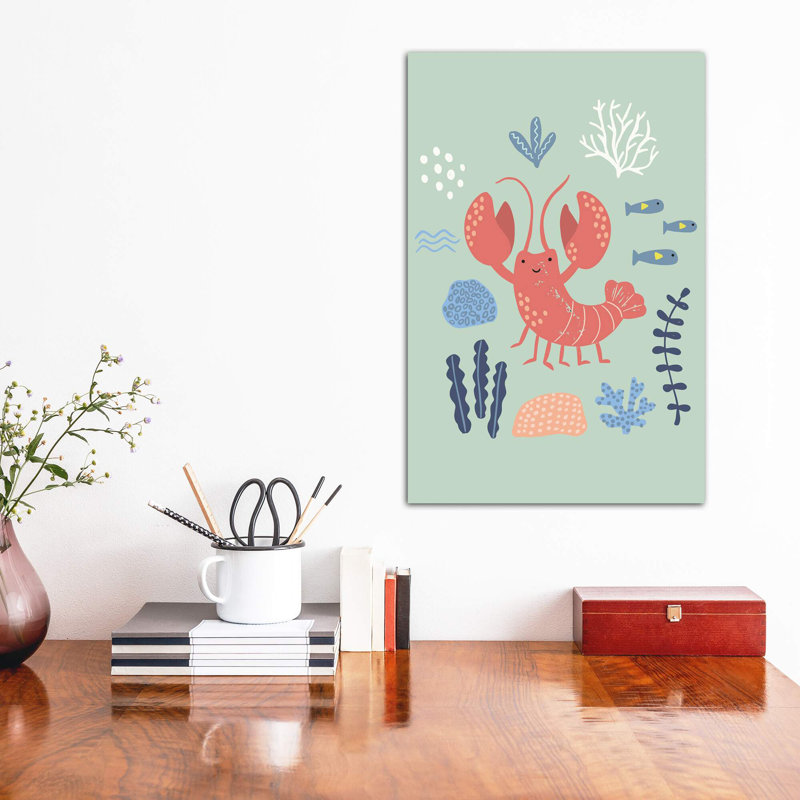 «Under the Sea VII» par Caroline Alfreds - impression d'art graphique, H 60 po x l 40po x P 1,5 po, Toile tendue